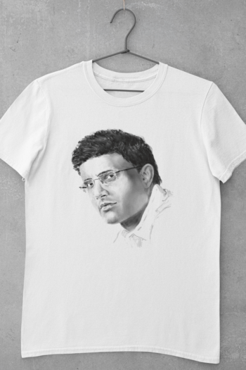 Dada- Bangali t shirt featuring a pencil sketch of Sourav Ganguly