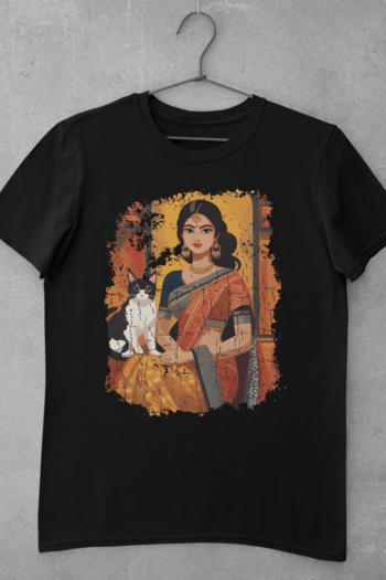 Desi Cat Lady - cat t shirt for women featuring original artwork