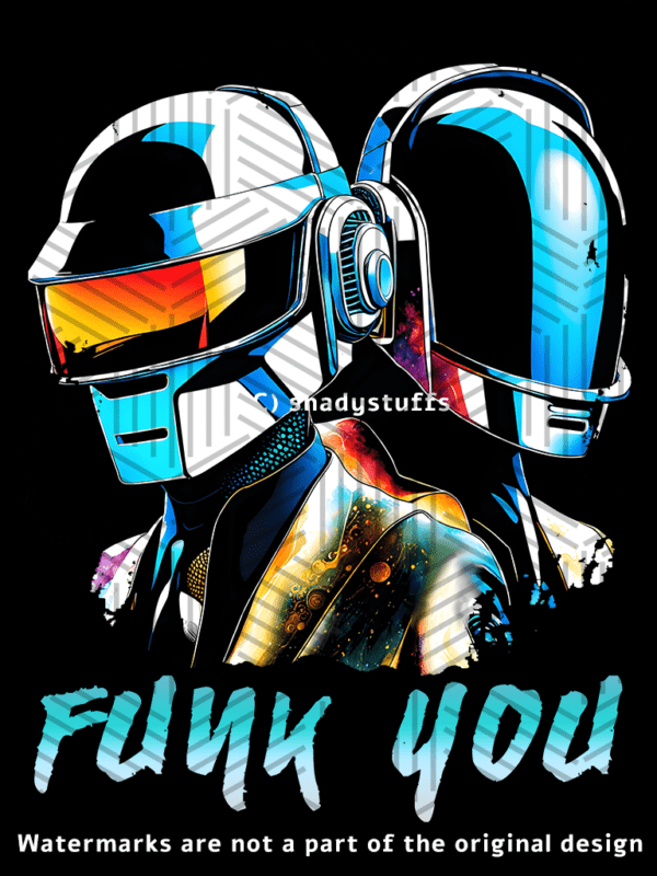 A Daft Punk t shirt design featuring an original psychedelic art of Daft Punk