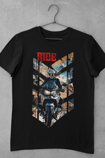 Ladakh Ride - biker t shirt featuring a rider in Ladakh