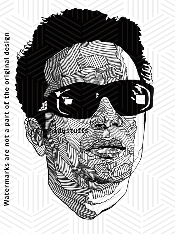 A Bengali t shirt featuring Uttam Kumar, drawn in unique line art style