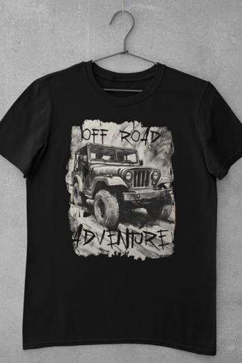 Off Road - car t shirt featuring an ink sketch of a Thar