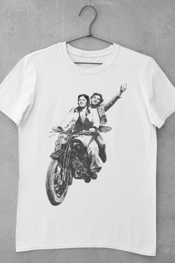 Sholay - Bollywood t shirt featuring a charcoal sketch