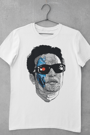 Terminator - Bangla t shirt with unique artwork of Uttam Kumar as Terminator